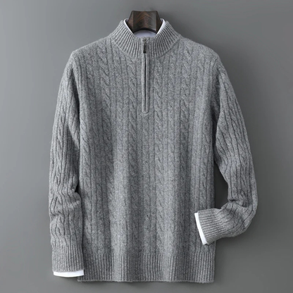 Men's Mock Neck Knit Sweater Warm Half Zip