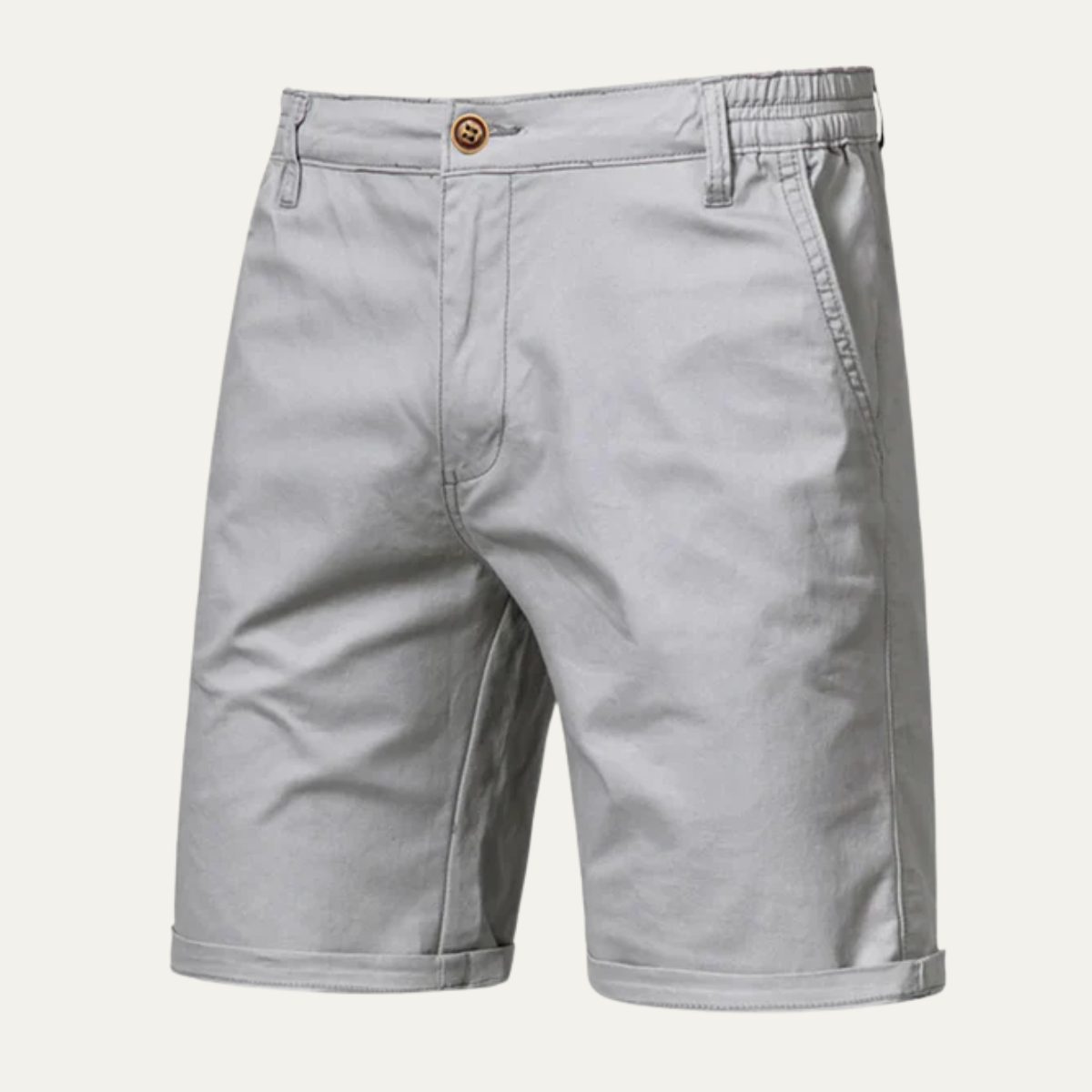 Men's Cotton Summer Shorts Flat Front Beige