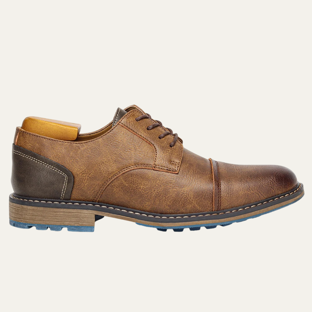 Men's Leather Oxford Shoes Lace Up Brown