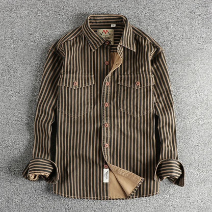 Men's Striped Button Up Shirt Casual Retro Style