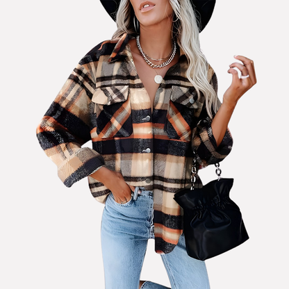 Women's Plaid Flannel Shirt Jacket