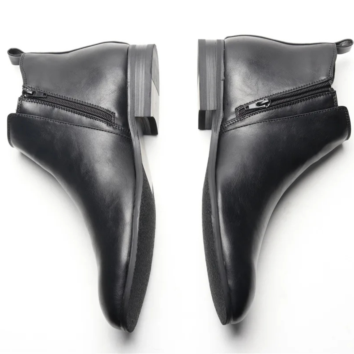 Men's Chelsea Leather Ankle Boots Elastic Sides Brown