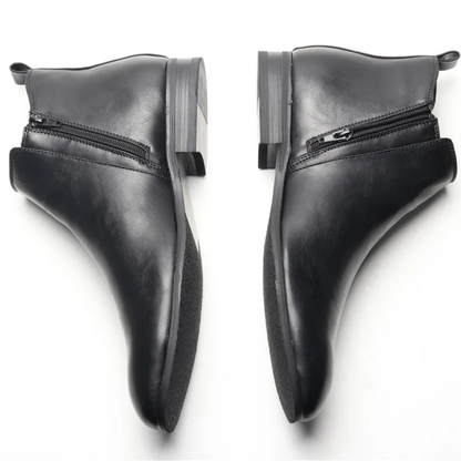 Men's Chelsea Leather Ankle Boots Elastic Sides Brown