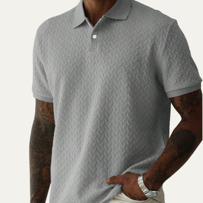 Men's Textured Polo Shirt Casual Summer