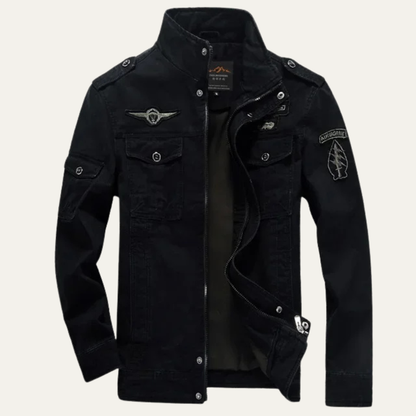 Men's Military Jacket Stand Collar Multiple Pockets
