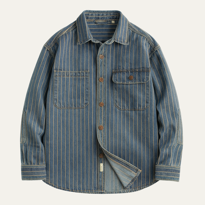 Men's Vintage Striped Cotton Shirt - VibreMode