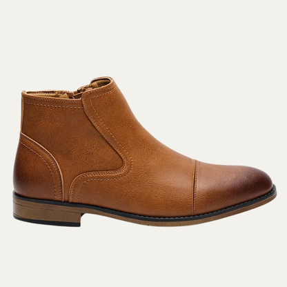 Men's Leather Ankle Boots Side Zip Classic Black