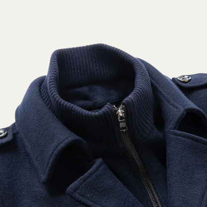 Kensington Men's Wool Trench Coat Double Collar