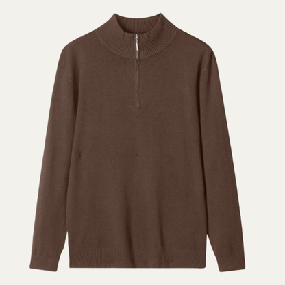 Men's Mock Neck Half Zip Knit Sweater - VibreMode