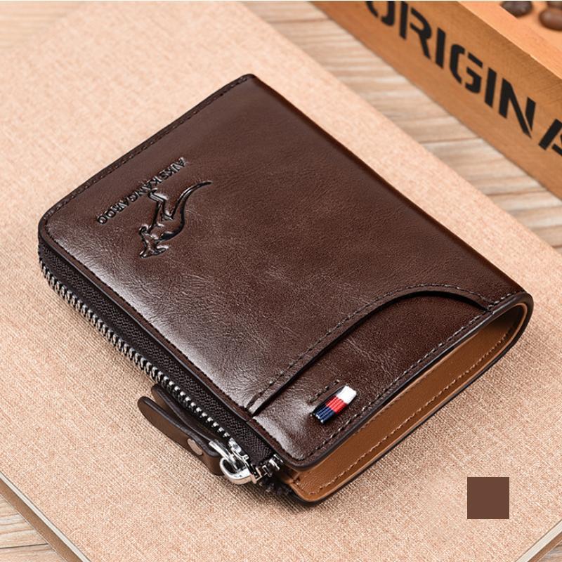 Compact Leather Wallet Rfid Blocking Brown