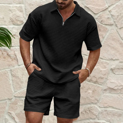 Ashcroft Men's Polo Shirt Shorts Set Casual Summer