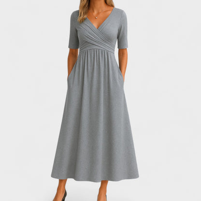 Relaxed Fit V Neck Summer Maxi Dress for Women - VibreMode