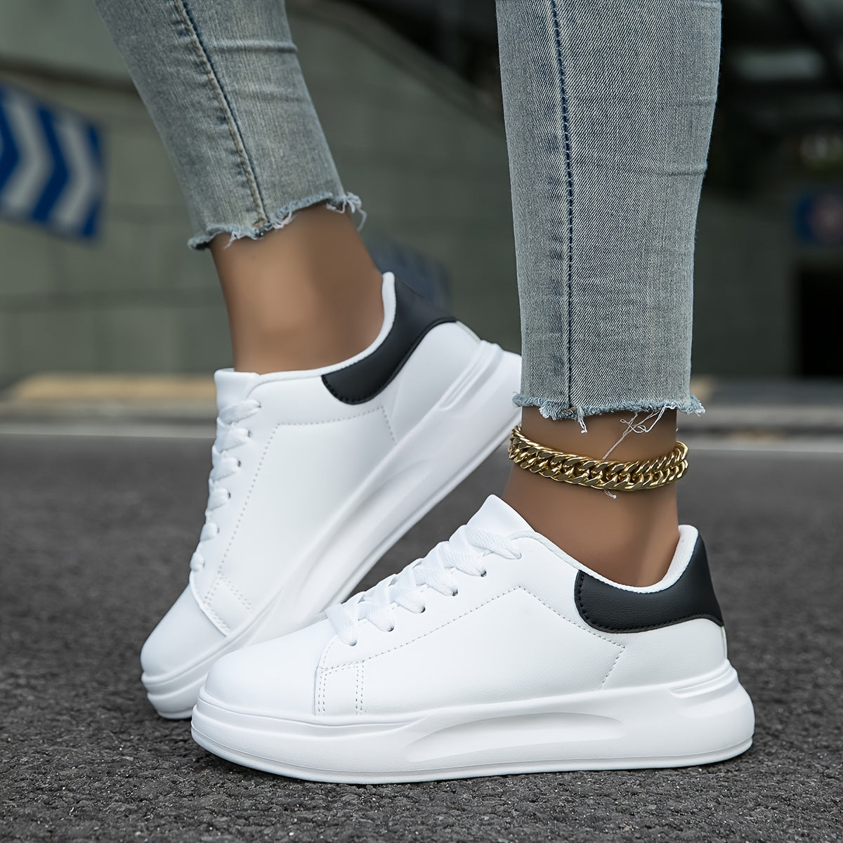 Women's White Leather Sneakers - VibreMode