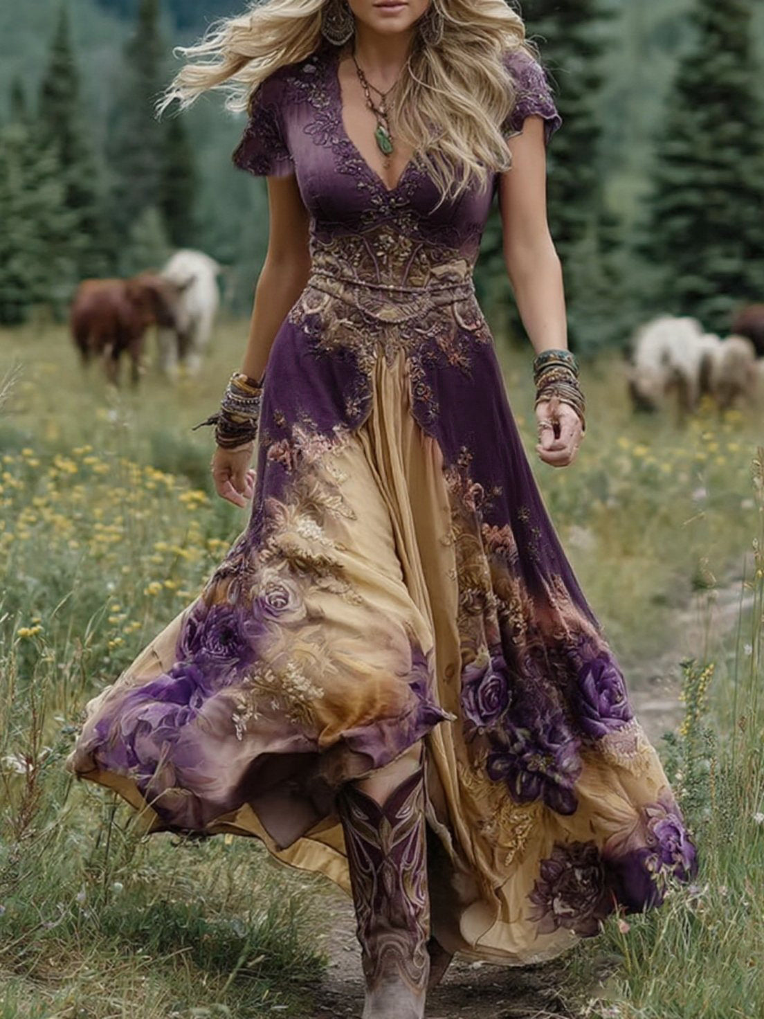 Colorful Floral Long Summer Dress