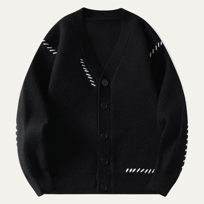 Men's V Neck Knit Sweater Casual Button Up - VibreMode