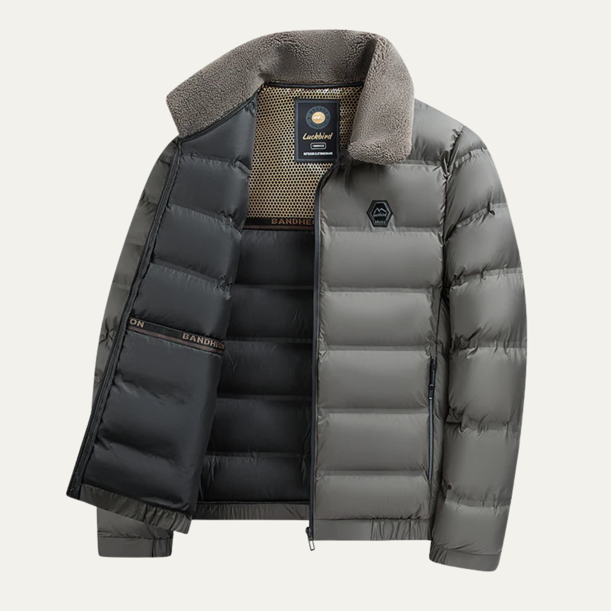 Men's Quilted Jacket Warm Padded Green