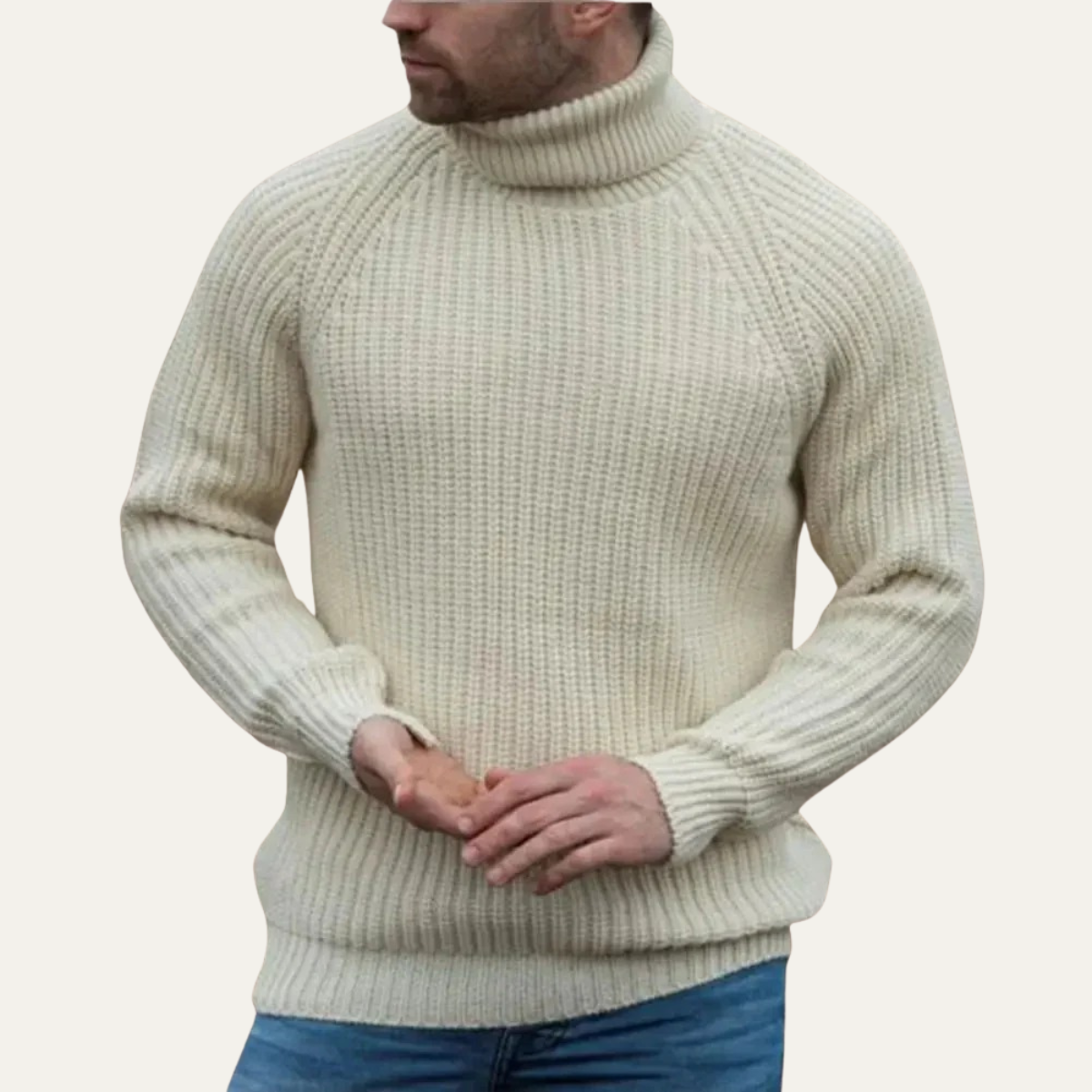 Men's Wool Turtleneck Sweater Chunky Warm