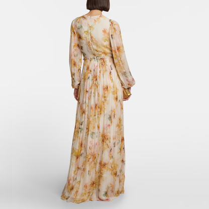 Women's Linen Silk Midi Prom Dress