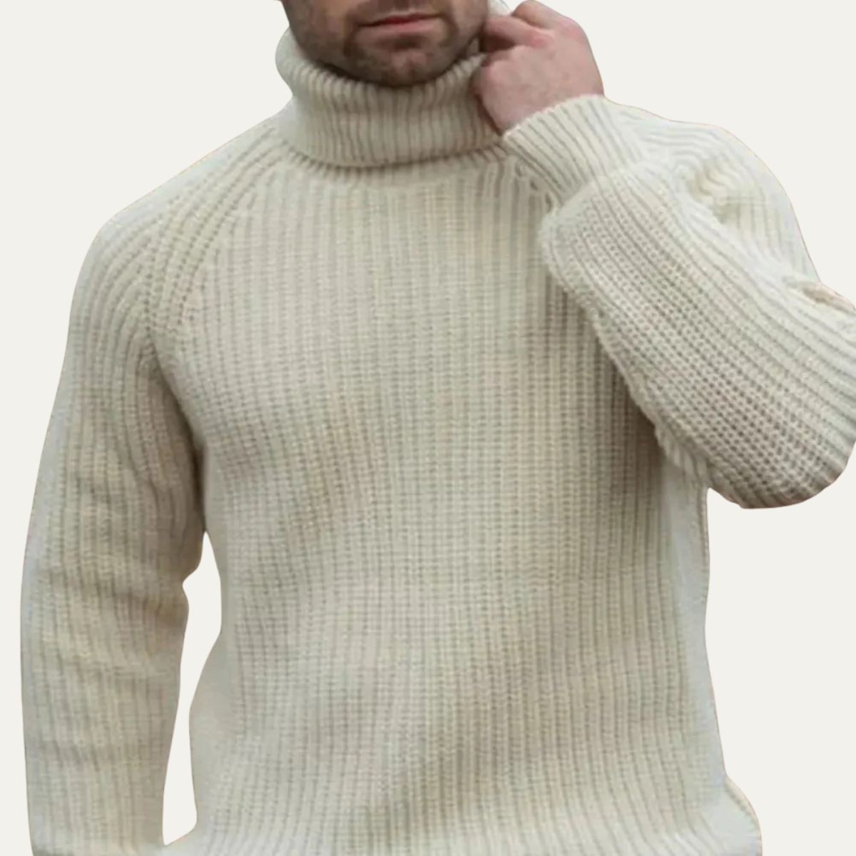Men's Wool Turtleneck Sweater Chunky Warm