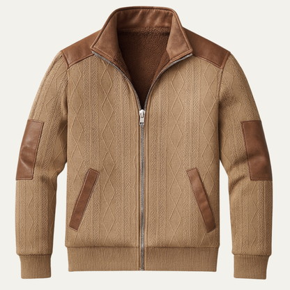 Men's Knitted Fleece Sweater Warm Zip Up Silver - VibreMode