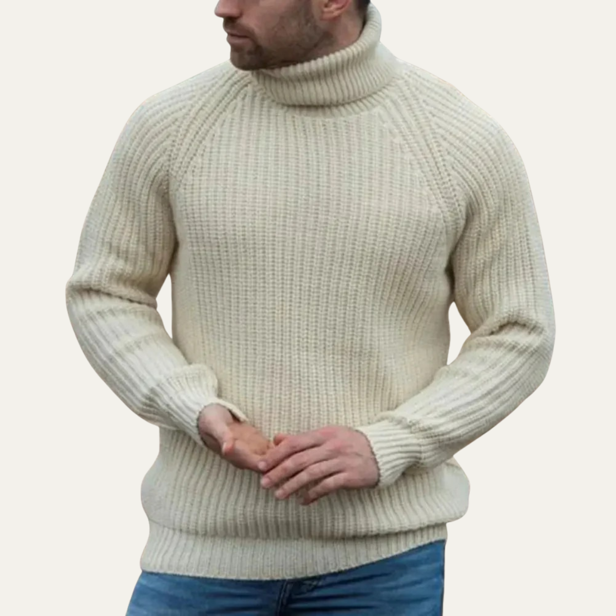 Men's Wool Turtleneck Sweater Chunky Warm