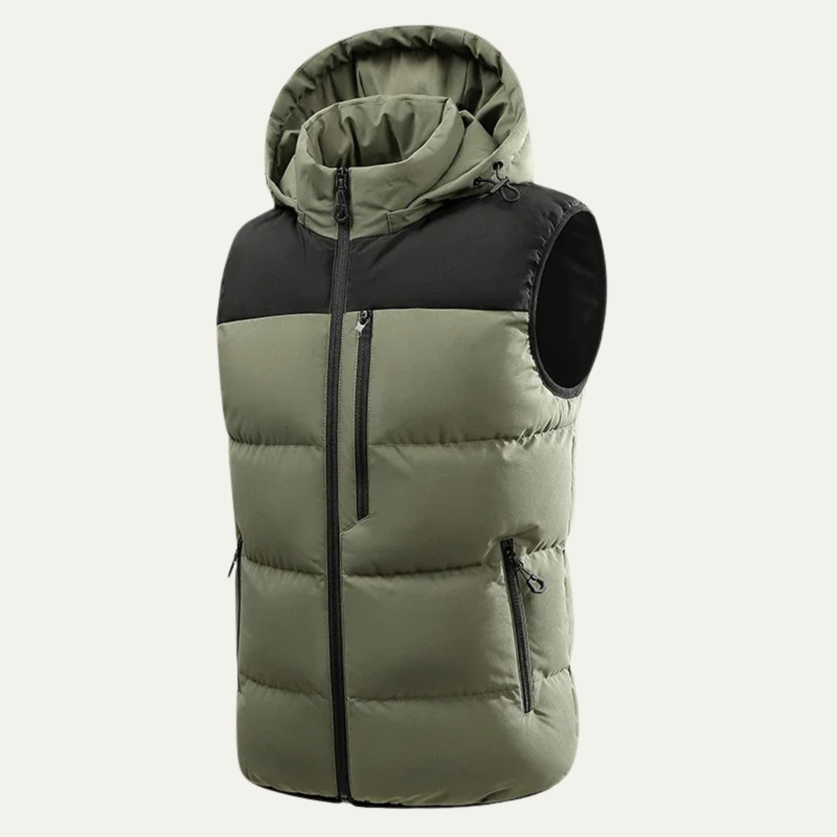 Men's Warm Hooded Puffer Vest Zip Pockets