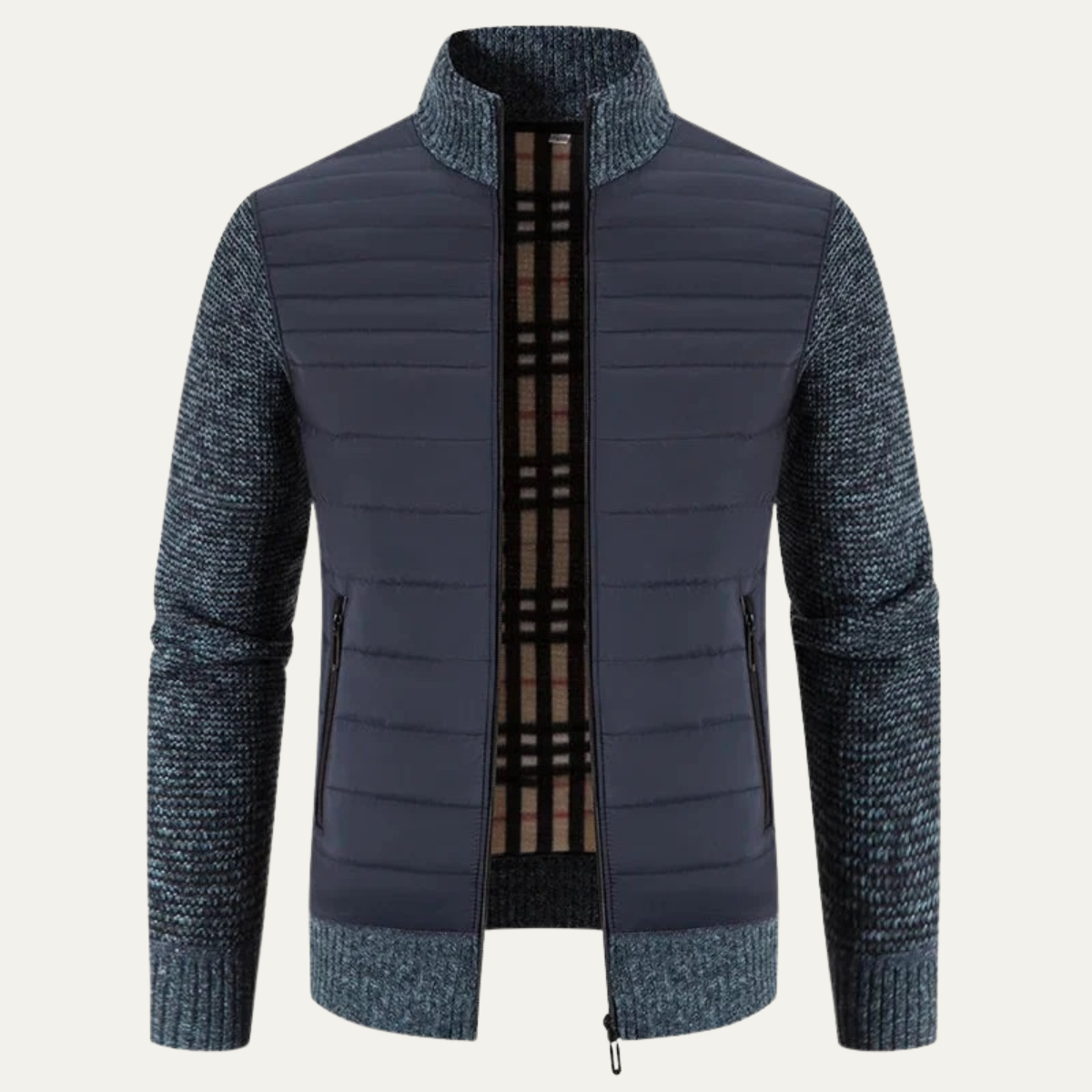 Men's Winter Bomber Jacket Knit Sleeves Bordeaux