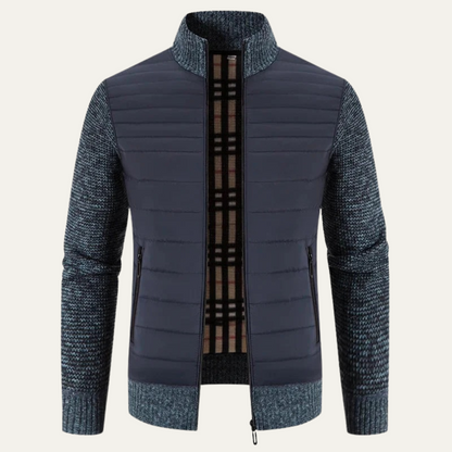 Men's Winter Bomber Jacket Knit Sleeves Bordeaux