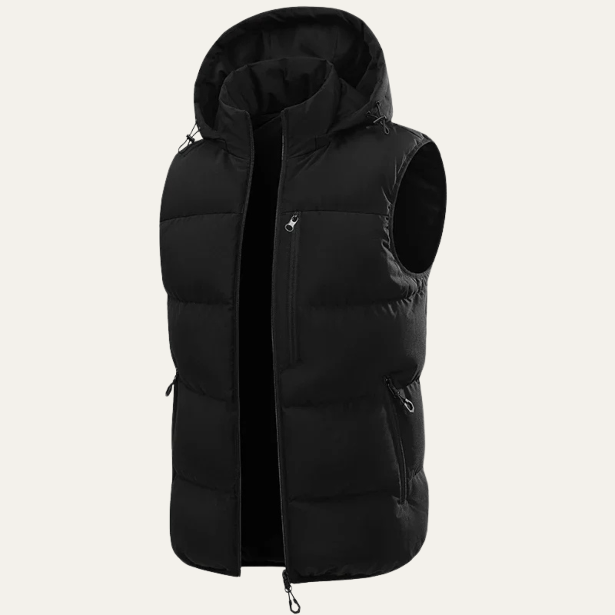 Men's Warm Hooded Puffer Vest Zip Pockets
