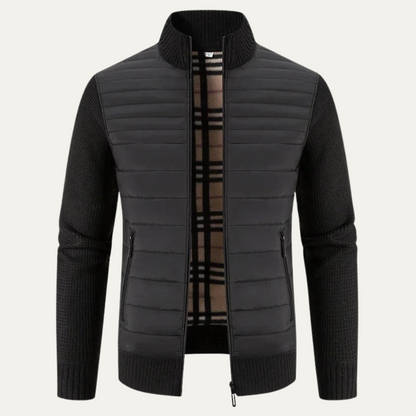 Men's Winter Bomber Jacket Knit Sleeves Bordeaux