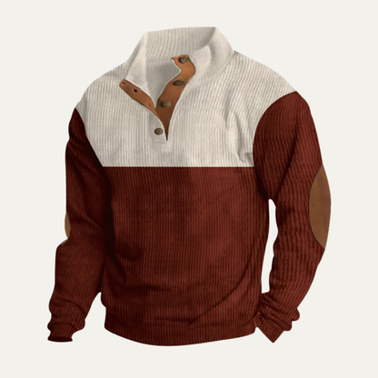 Men's Corduroy Sweater Two Tone Elbow Patches