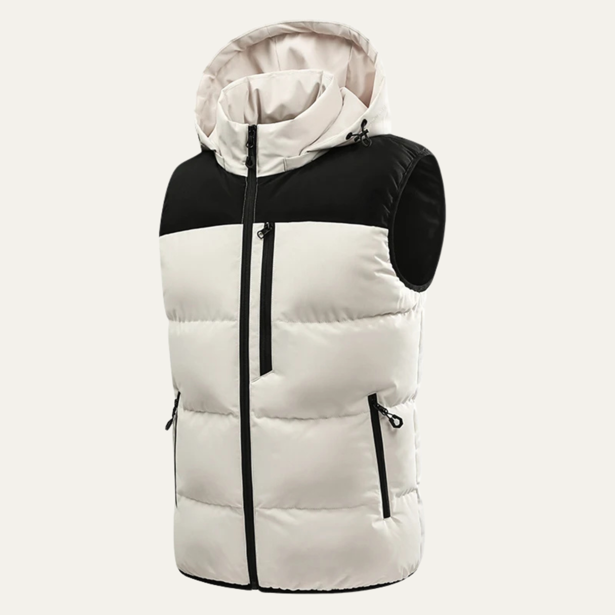 Men's Warm Hooded Puffer Vest Zip Pockets