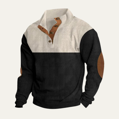 Men's Corduroy Sweater Two Tone Elbow Patches