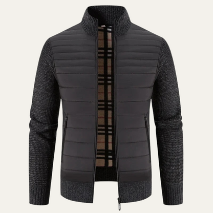 Men's Winter Bomber Jacket Knit Sleeves Bordeaux