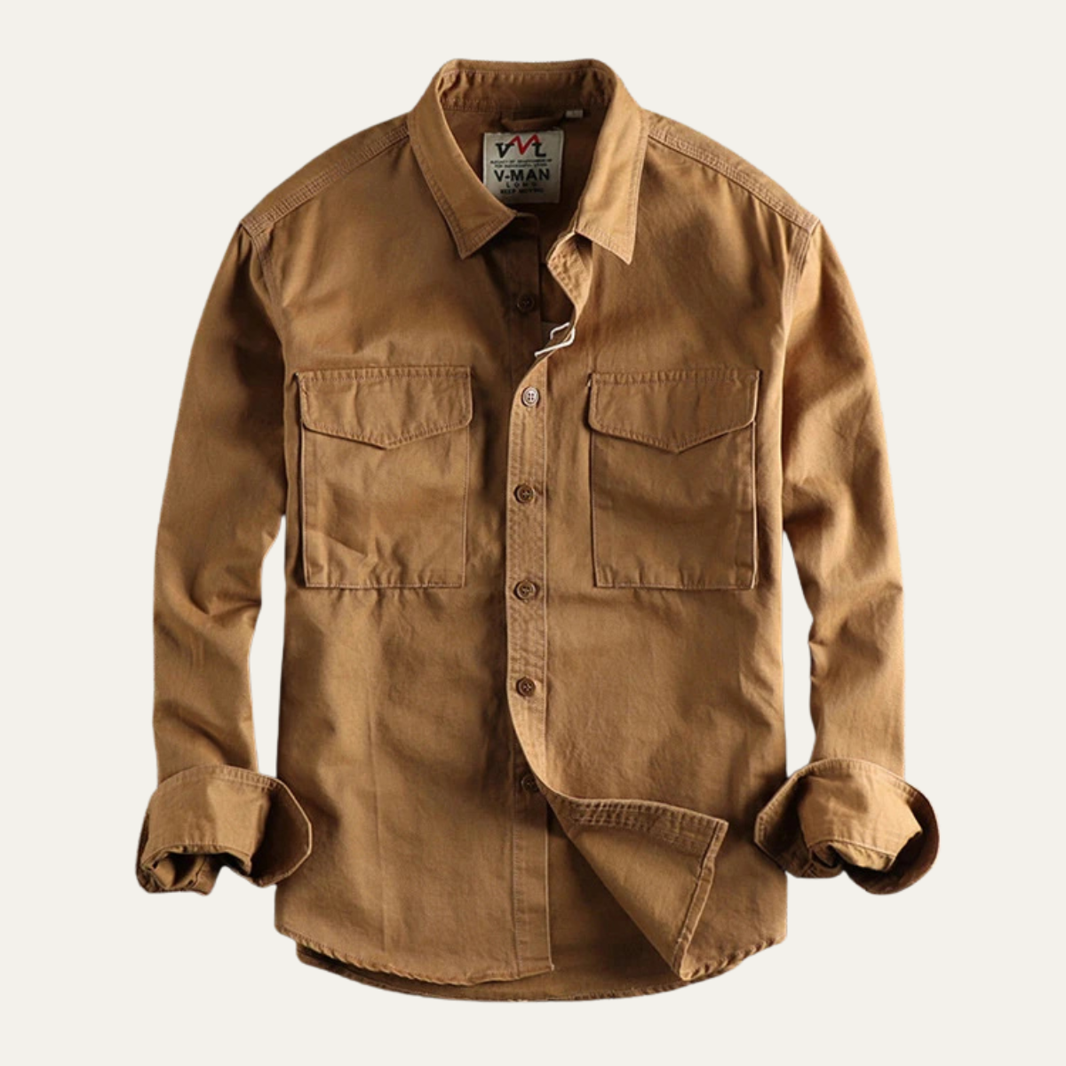 Men's Canvas Cargo Shirt Jacket Vintage Style - VibreMode