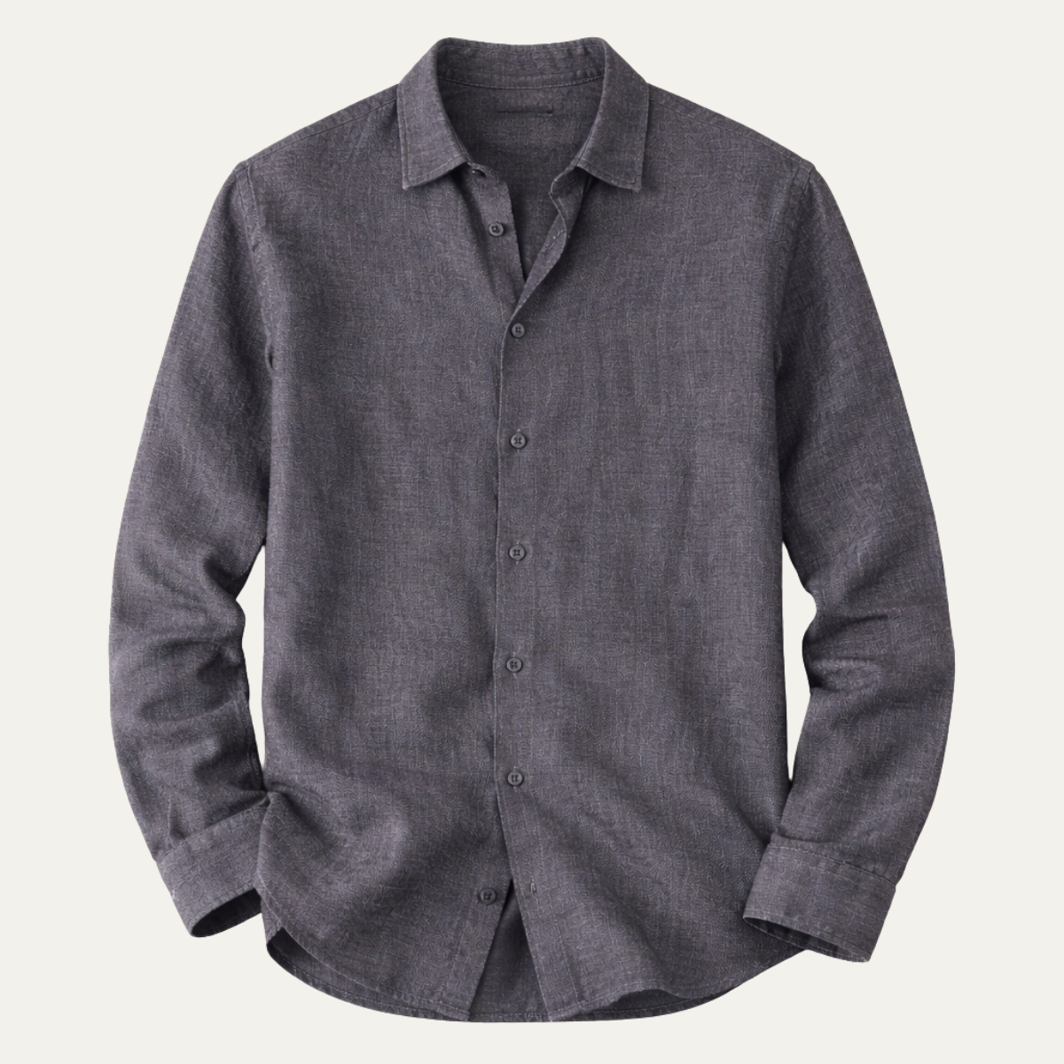 Men's Linen Button Up Shirt Loose Fit Beige - VibreMode