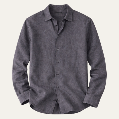 Men's Linen Button Up Shirt Loose Fit Beige - VibreMode
