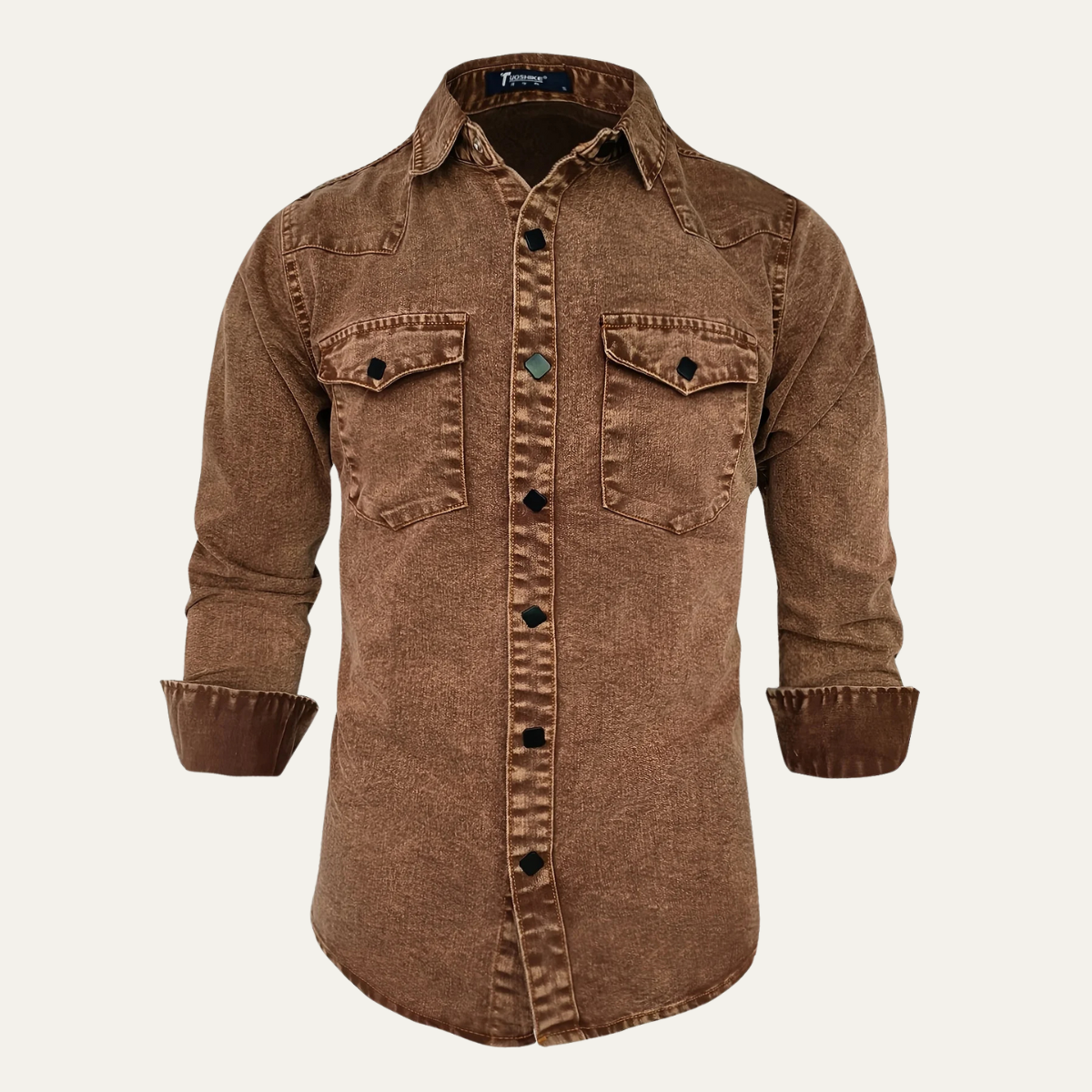 Men's Denim Work Shirt Vintage Washed Blue - VibreMode