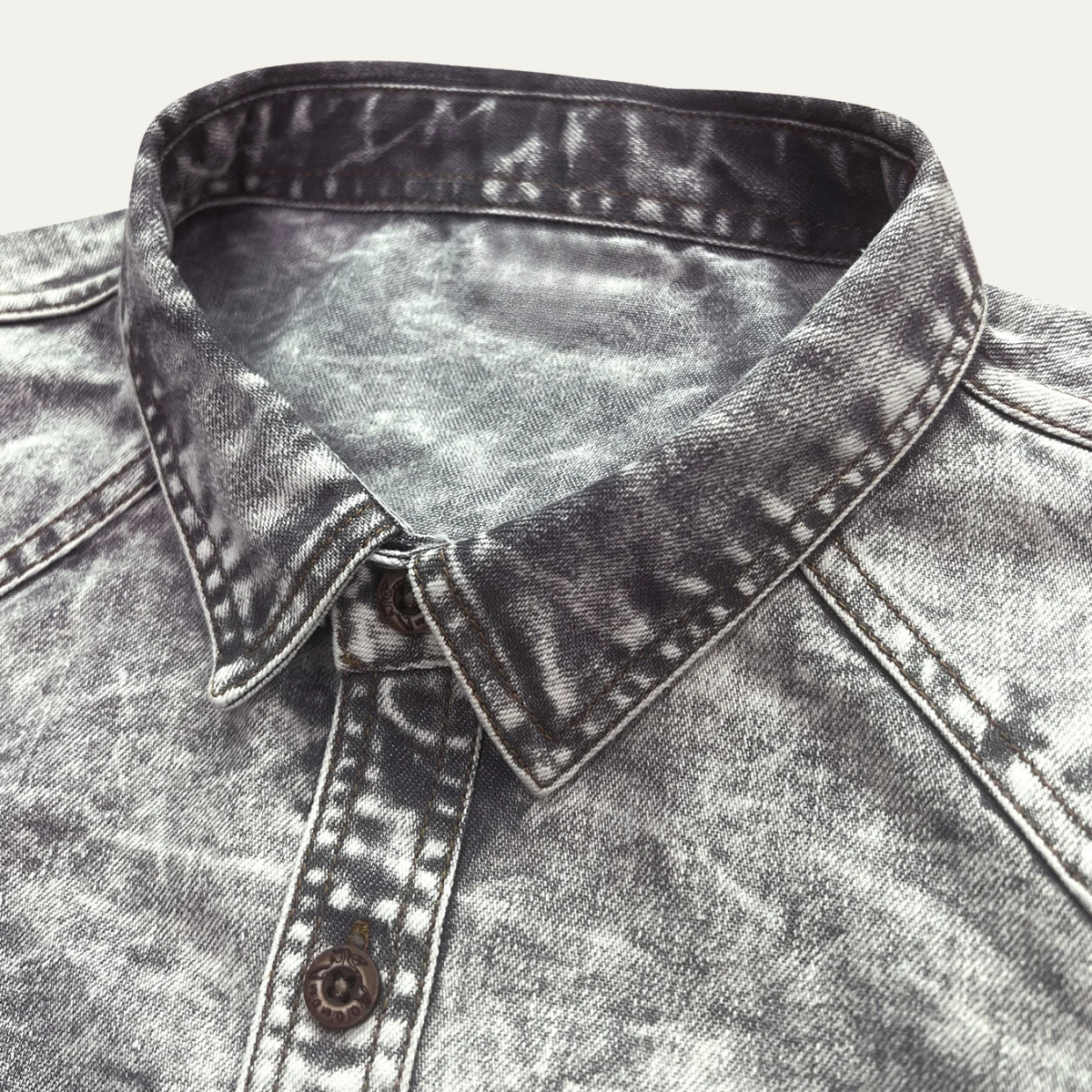 Men's Vintage Tie Dye Denim Shirt Light Grey