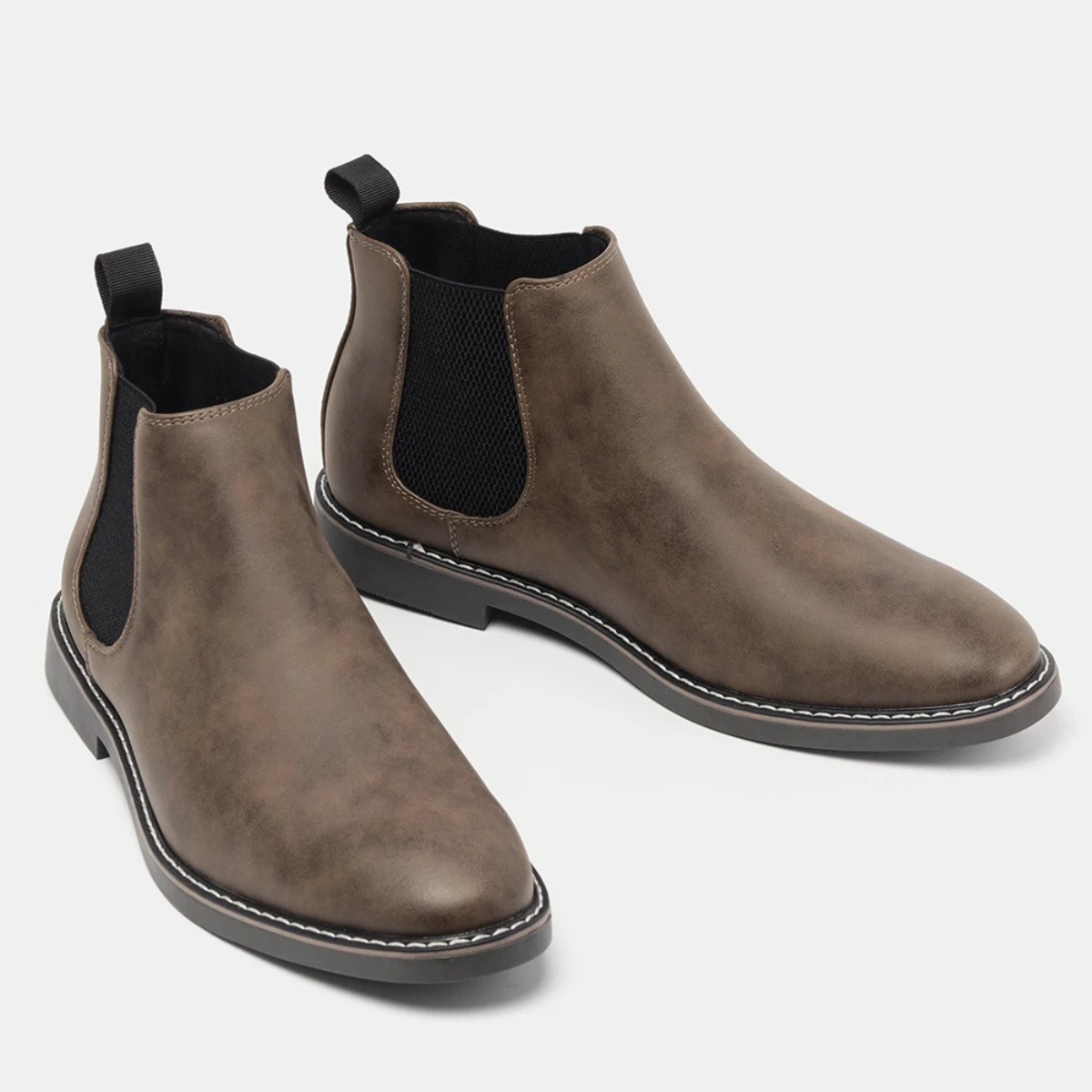Men's Chelsea Boots Ankle Slip On Leather Brown