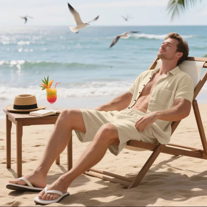 Men's Short Sleeve Shirt And Shorts Set