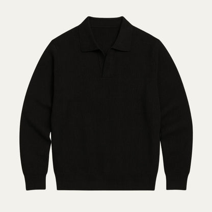Men's Knitted Polo Sweater Long Sleeve Open Collar