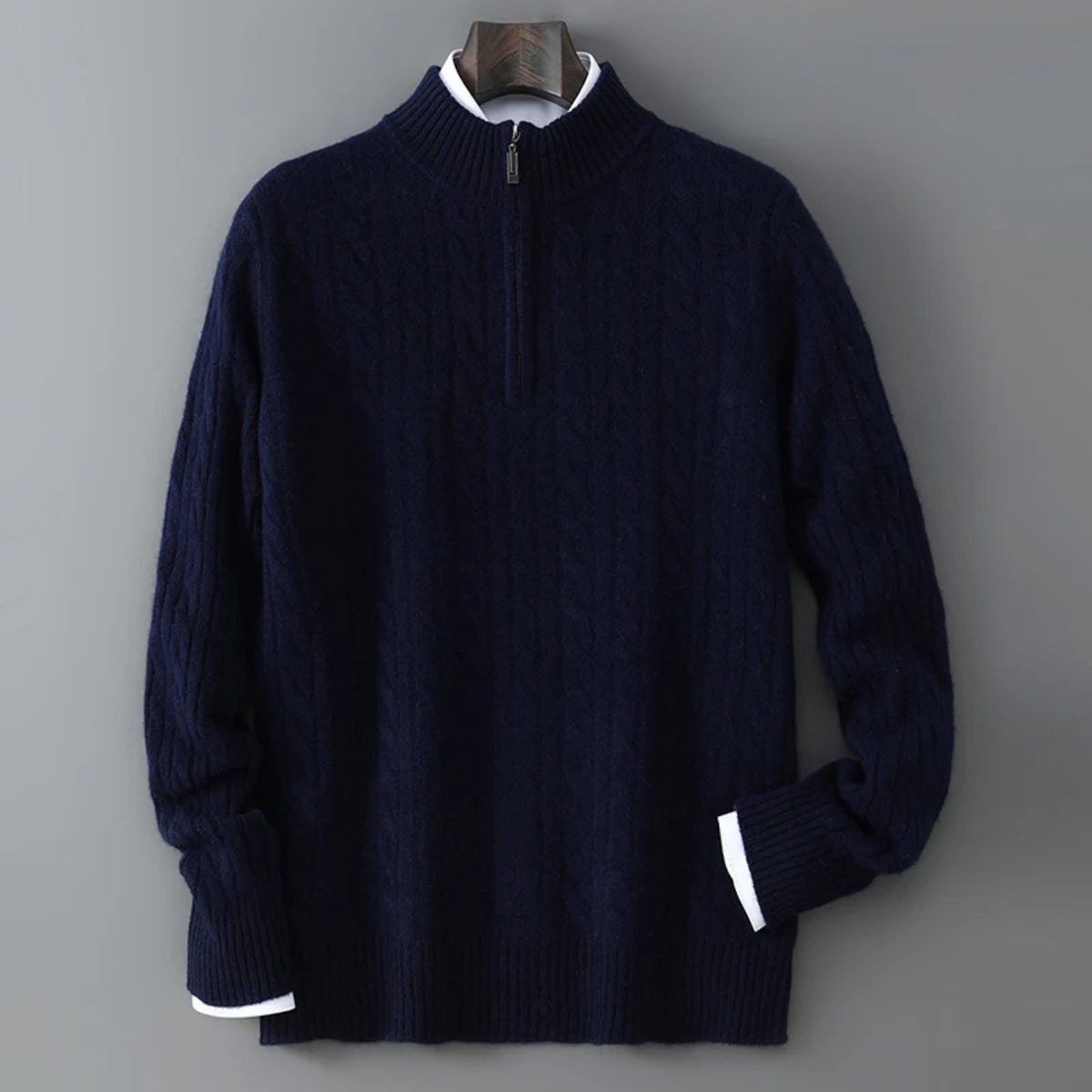 Men's Mock Neck Knit Sweater Warm Half Zip