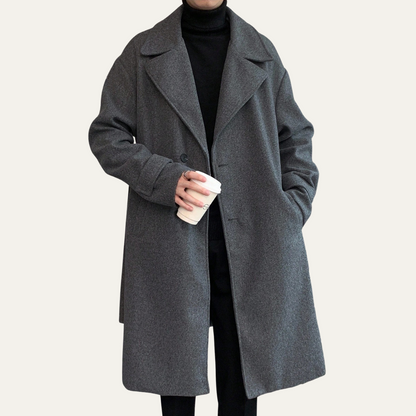 Men's Wool Wrap Coat Camel Brown with Belt