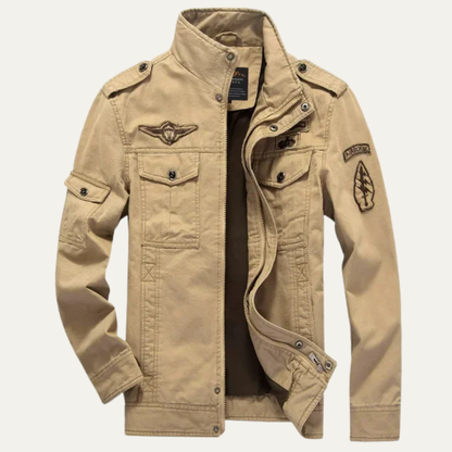 Men's Military Jacket Stand Collar Multiple Pockets