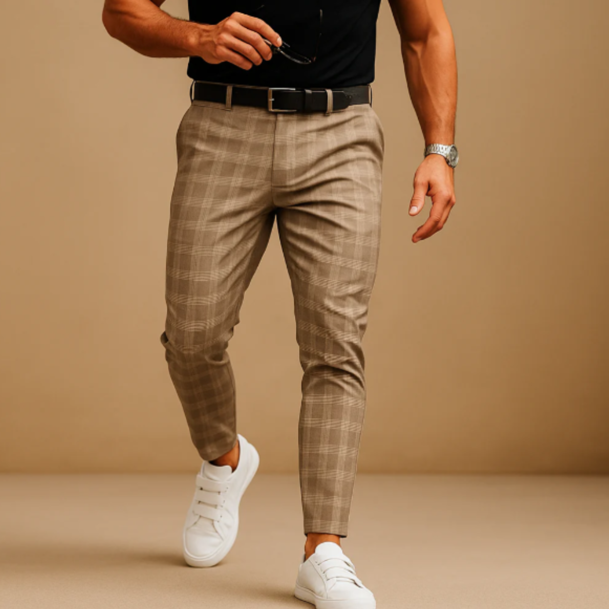 Men's Slim Fit Checked Pants