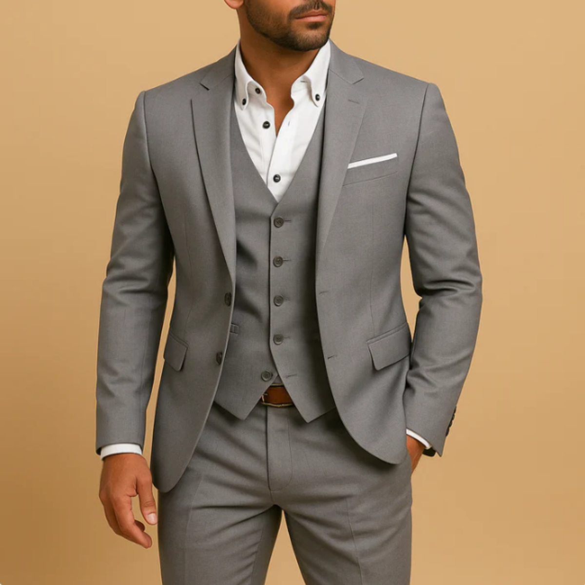 Men's 3 Piece Slim Fit Suit Blazer Waistcoat Trousers