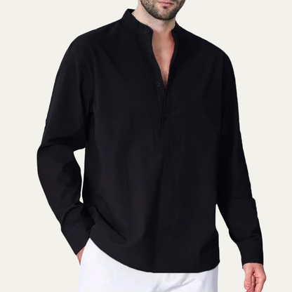 Men's Cotton Linen Shirt Mandarin Collar