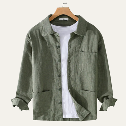 Men's Cotton Shirt Jacket Casual Retro Style