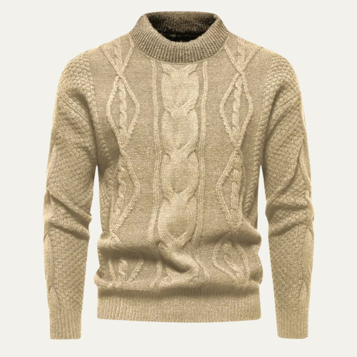 Men's Cable Knit Sweater Round Neck Winter Casual